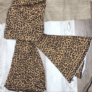 Leopard Print Bell Bottom Pants